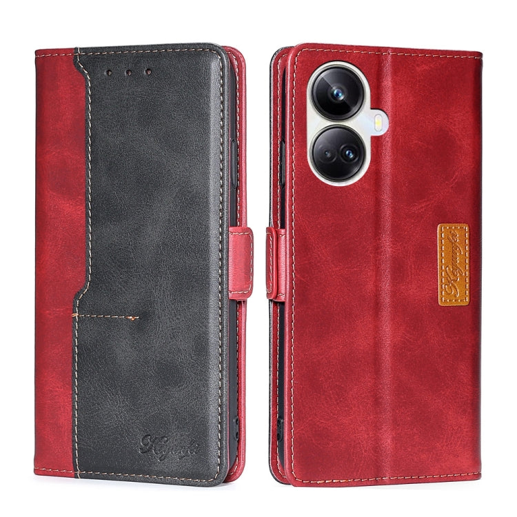 For Realme 10 Pro+ 5G Contrast Color Side Buckle Leather Phone Case