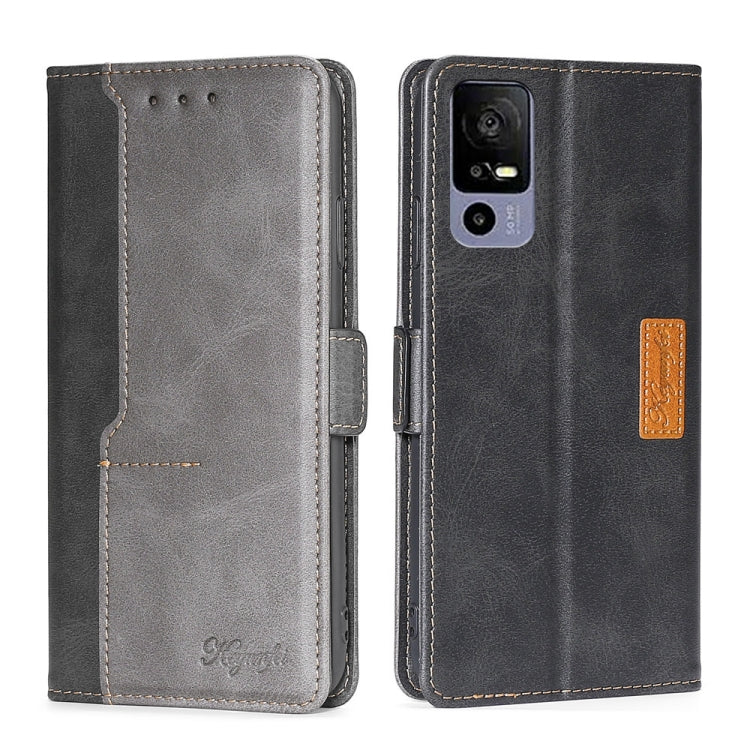 For TCL 40R 5 Contrast Color Side Buckle Leather Phone Case