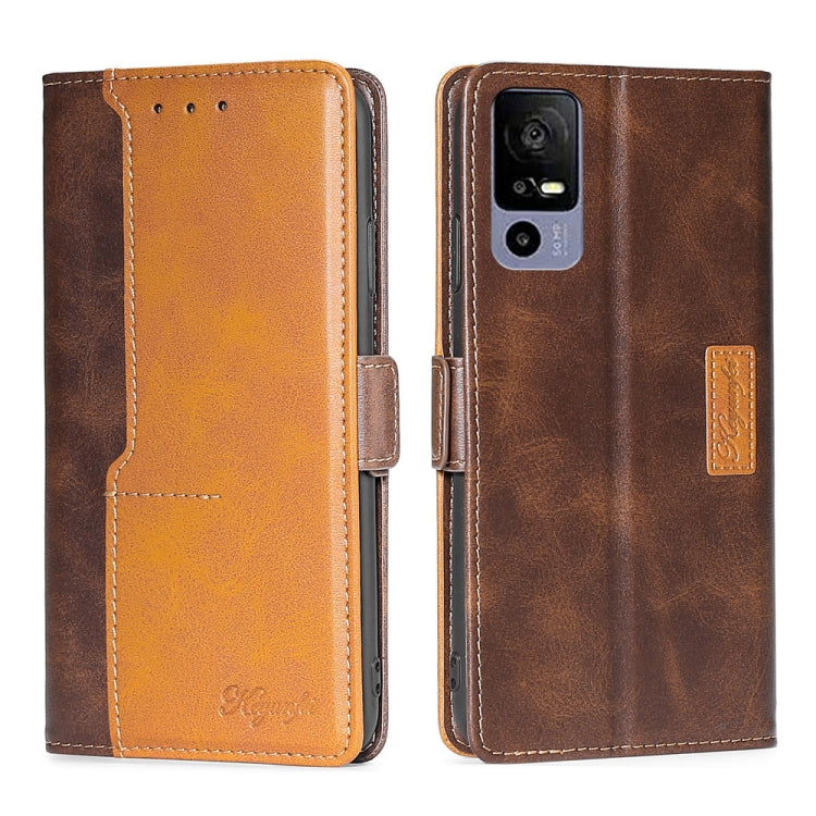 For TCL 40R 5 Contrast Color Side Buckle Leather Phone Case