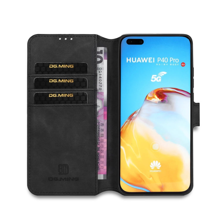 For Huawei P40 Pro DG.MING Retro Oil Side Horizontal Flip Case with Holder & Card Slots & Wallet