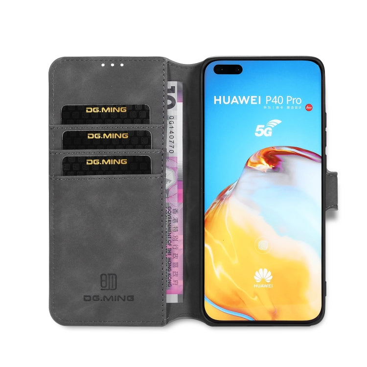 For Huawei P40 Pro DG.MING Retro Oil Side Horizontal Flip Case with Holder & Card Slots & Wallet