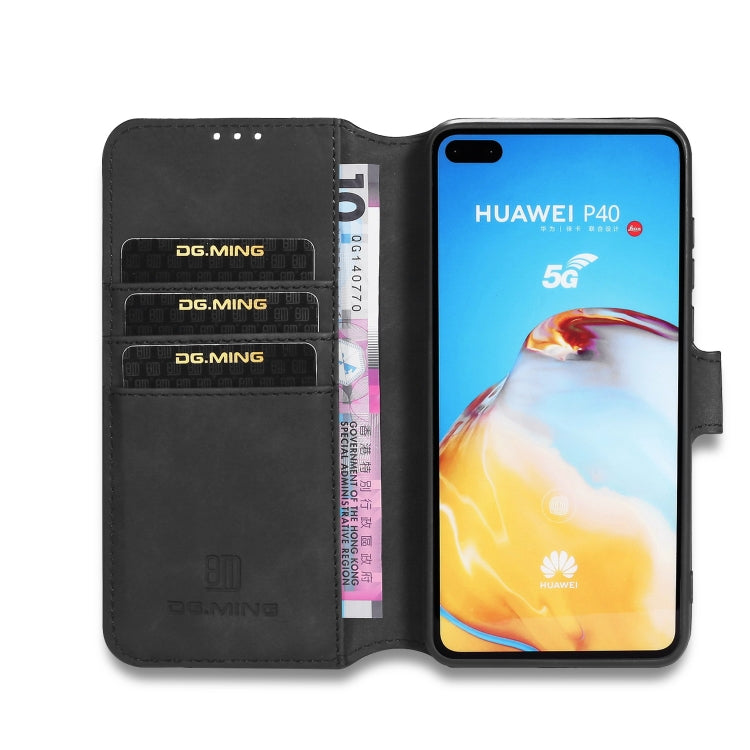 For Huawei P40 DG.MING Retro Oil Side Horizontal Flip Case with Holder & Card Slots & Wallet