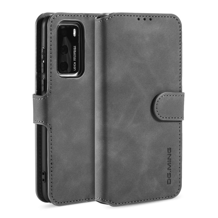 For Huawei P40 DG.MING Retro Oil Side Horizontal Flip Case with Holder & Card Slots & Wallet