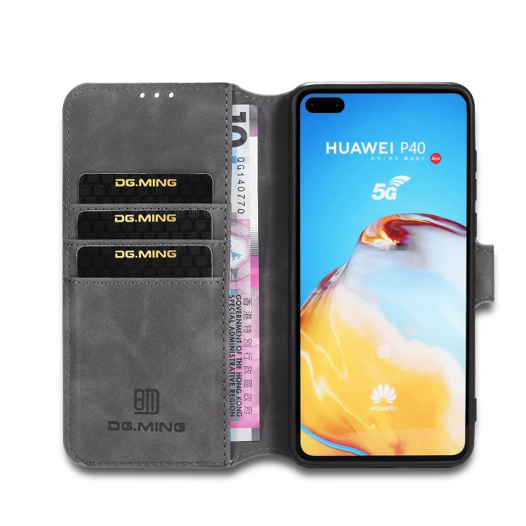 For Huawei P40 DG.MING Retro Oil Side Horizontal Flip Case with Holder & Card Slots & Wallet