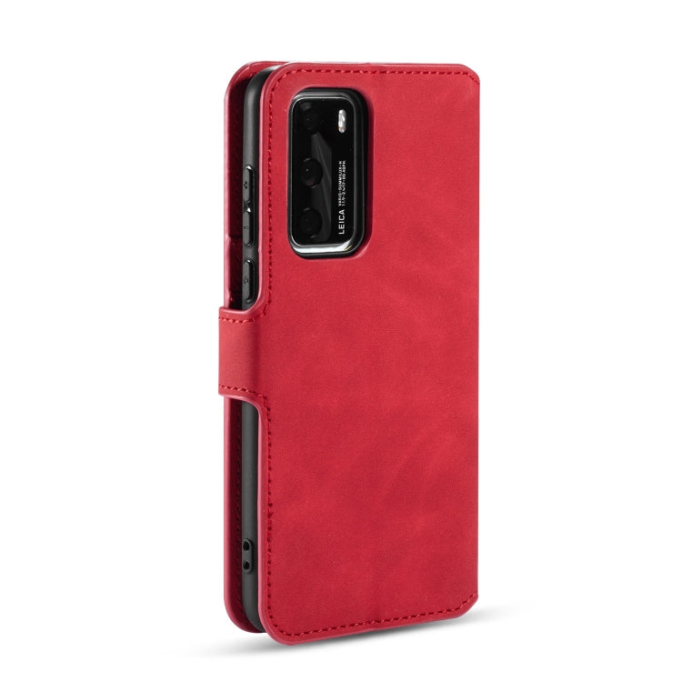For Huawei P40 DG.MING Retro Oil Side Horizontal Flip Case with Holder & Card Slots & Wallet