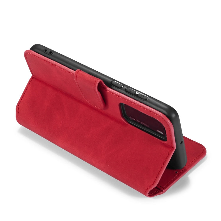 For Huawei P40 DG.MING Retro Oil Side Horizontal Flip Case with Holder & Card Slots & Wallet