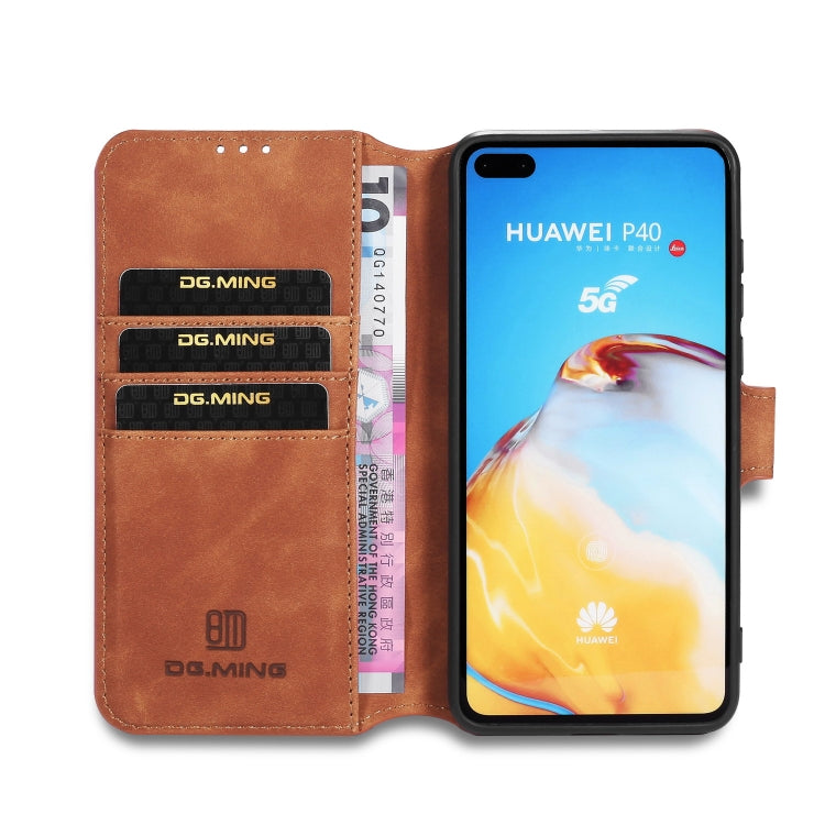 For Huawei P40 DG.MING Retro Oil Side Horizontal Flip Case with Holder & Card Slots & Wallet