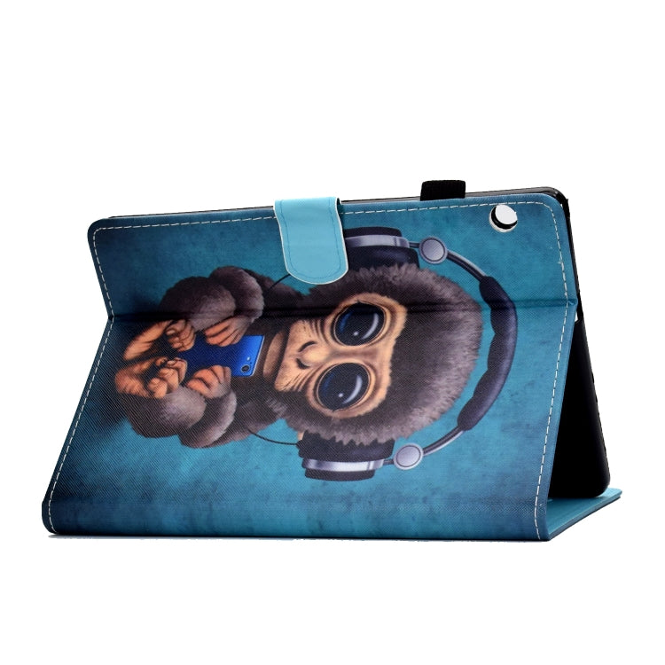 For Huawei MediaPad T3 Horizontal TPU Painted Flat Feather Case Anti-skid strip with Pen Cover & Card Slot & Holder