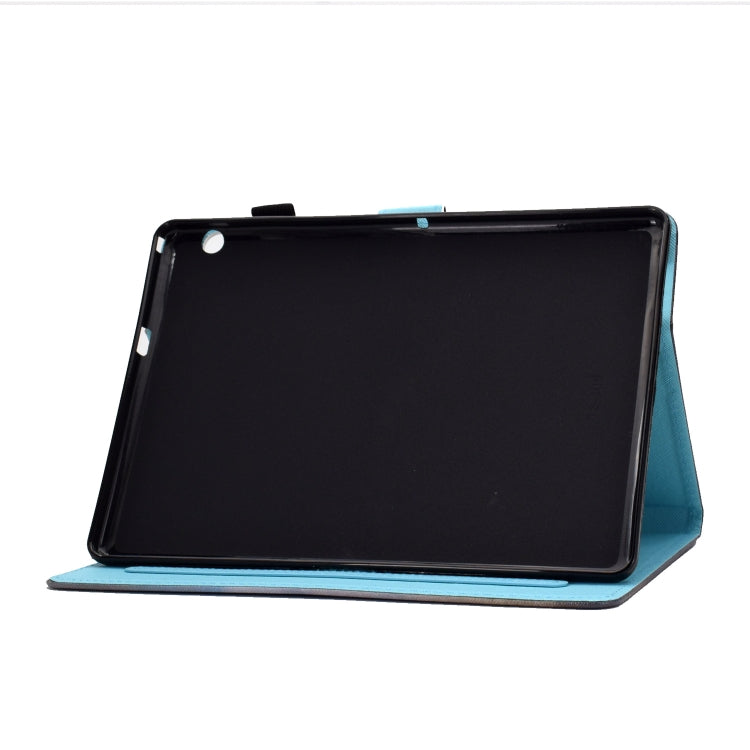 For Huawei MediaPad T3 Horizontal TPU Painted Flat Feather Case Anti-skid strip with Pen Cover & Card Slot & Holder