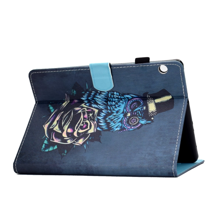 For Huawei MediaPad T3 Horizontal TPU Painted Flat Feather Case Anti-skid strip with Pen Cover & Card Slot & Holder