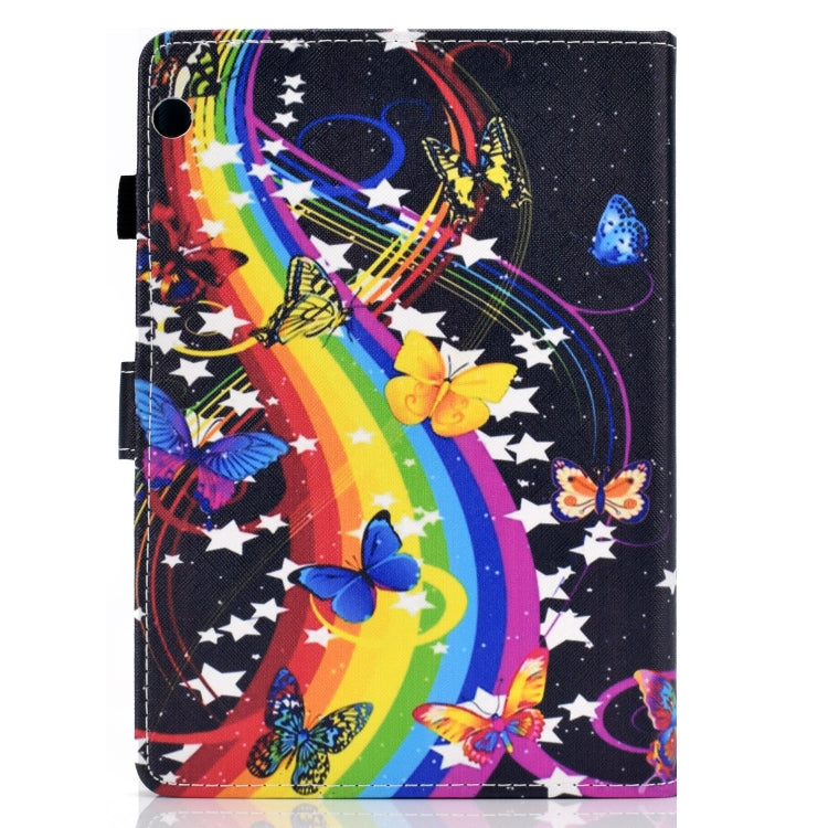 For Huawei MediaPad T3 Horizontal TPU Painted Flat Feather Case Anti-skid strip with Pen Cover & Card Slot & Holder