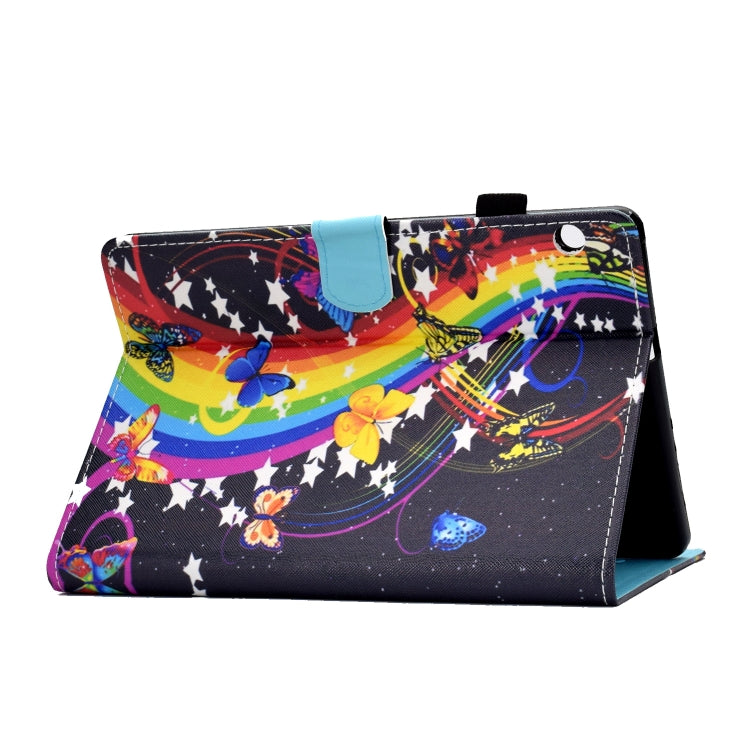 For Huawei MediaPad T3 Horizontal TPU Painted Flat Feather Case Anti-skid strip with Pen Cover & Card Slot & Holder