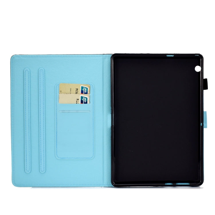 For Huawei MediaPad T3 Horizontal TPU Painted Flat Feather Case Anti-skid strip with Pen Cover & Card Slot & Holder