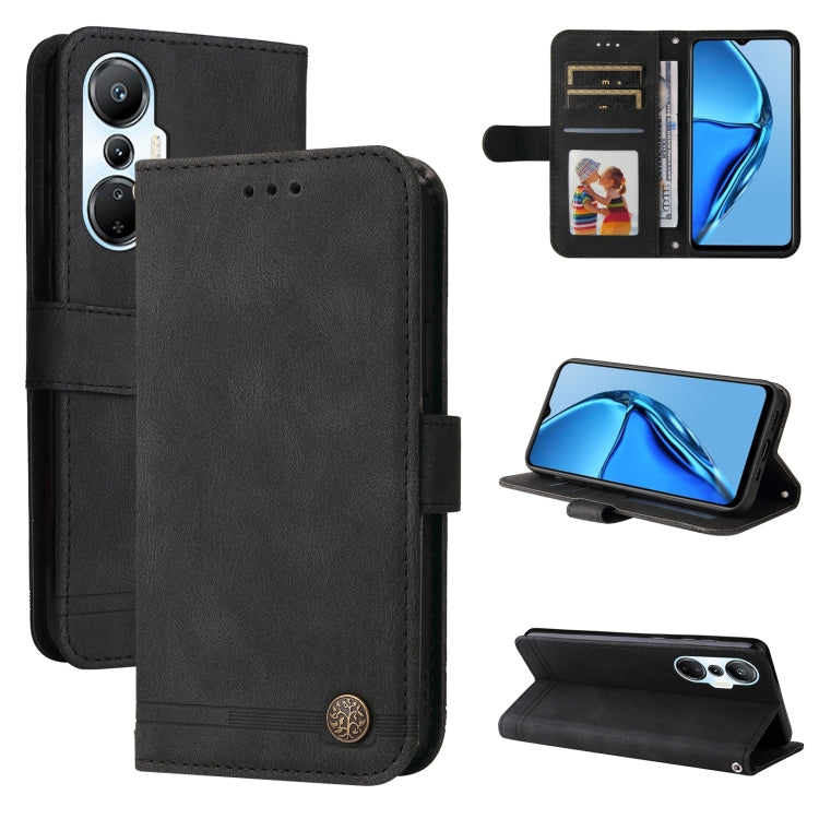 For Infinix Hot 20s Skin Feel Life Tree Metal Button Leather Phone Case