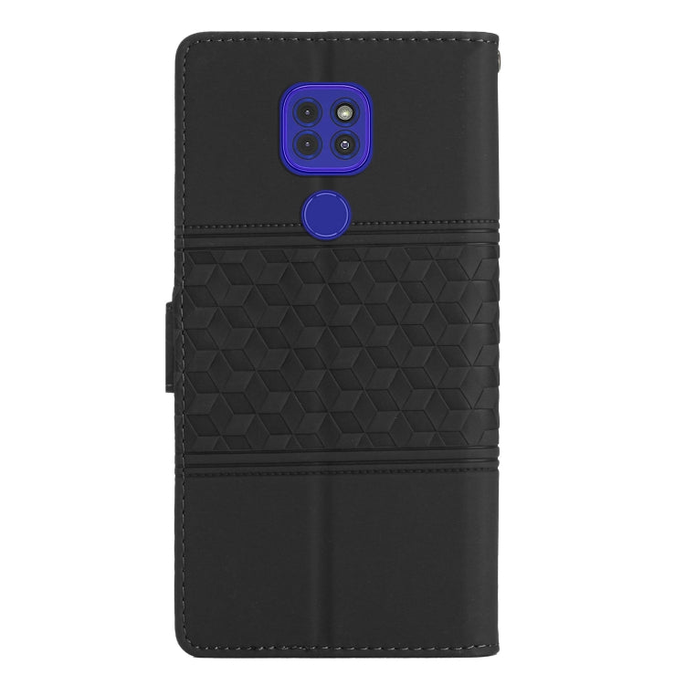 For Motorola Moto G9 / G9 Play Diamond Embossed Skin Feel Leather Phone Case with Lanyard