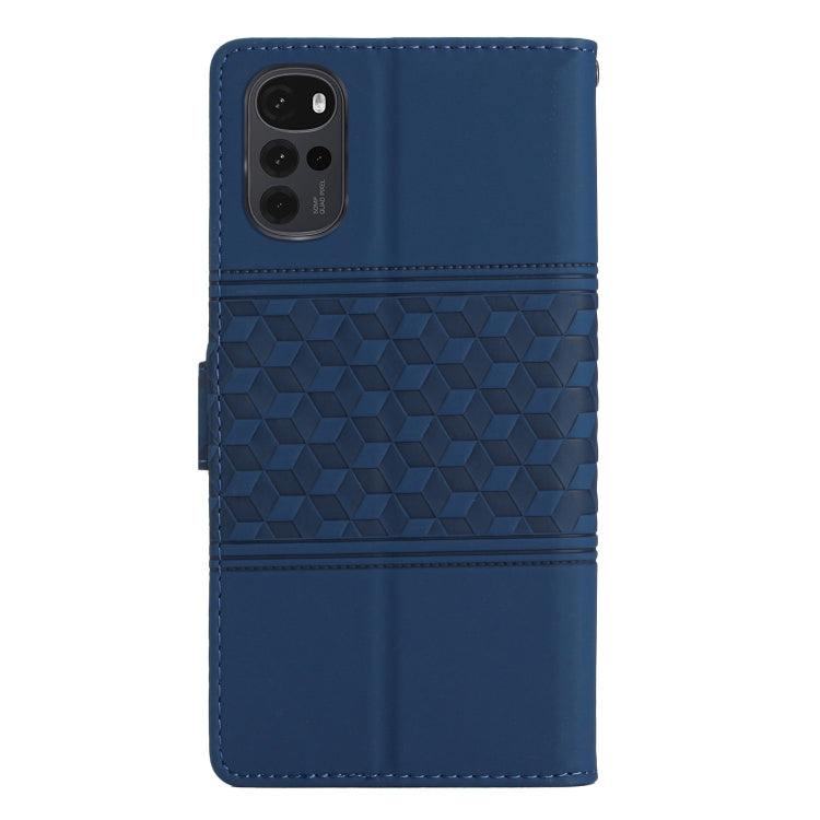 For Motorola Moto G22 Diamond Embossed Skin Feel Leather Phone Case with Lanyard