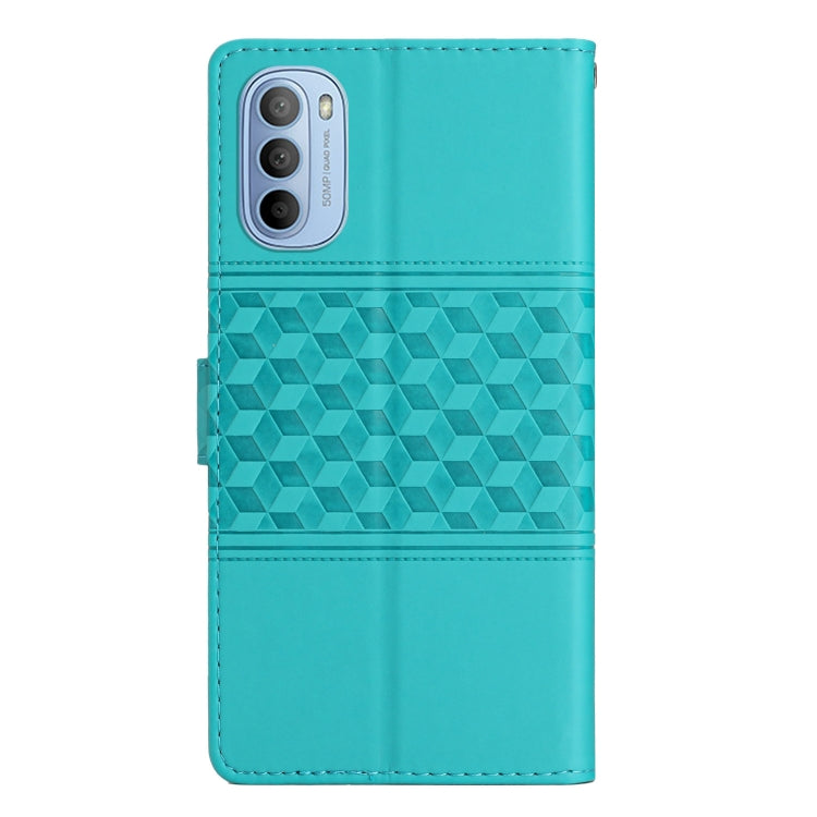 For Motorola Moto G31 / G41 Diamond Embossed Skin Feel Leather Phone Case with Lanyard