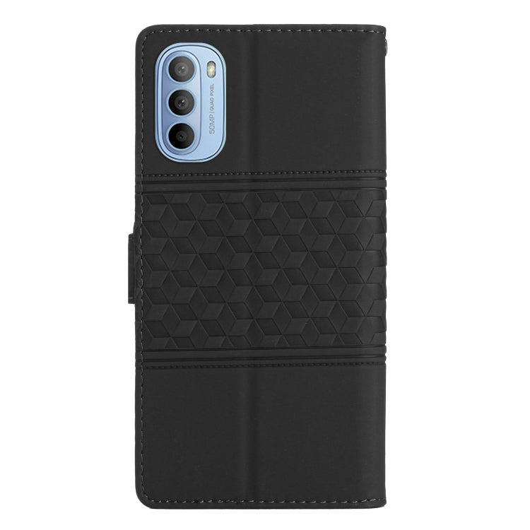 For Motorola Moto G31 / G41 Diamond Embossed Skin Feel Leather Phone Case with Lanyard