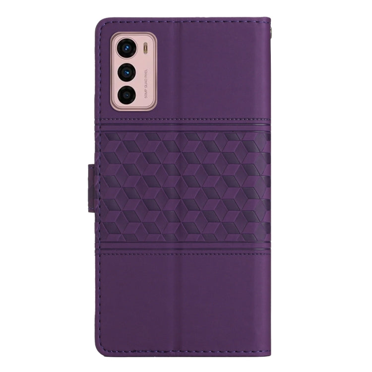 For Motorola Moto G42 Diamond Embossed Skin Feel Leather Phone Case with Lanyard
