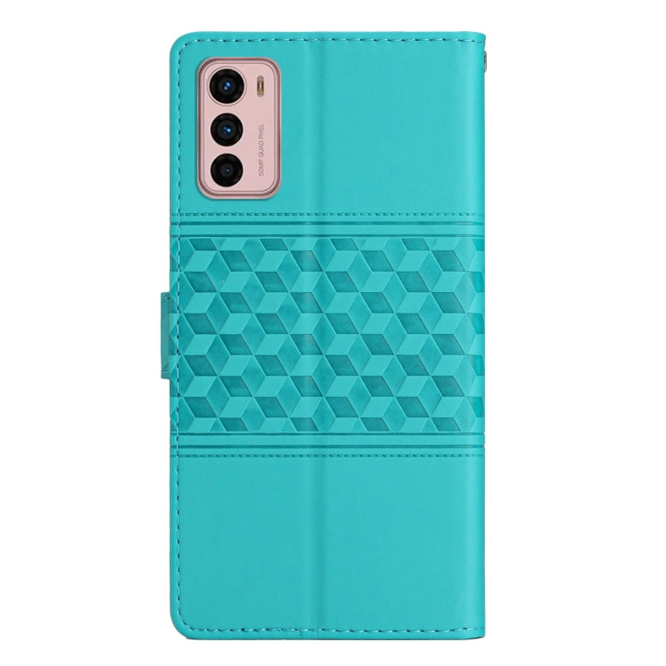 For Motorola Moto G42 Diamond Embossed Skin Feel Leather Phone Case with Lanyard