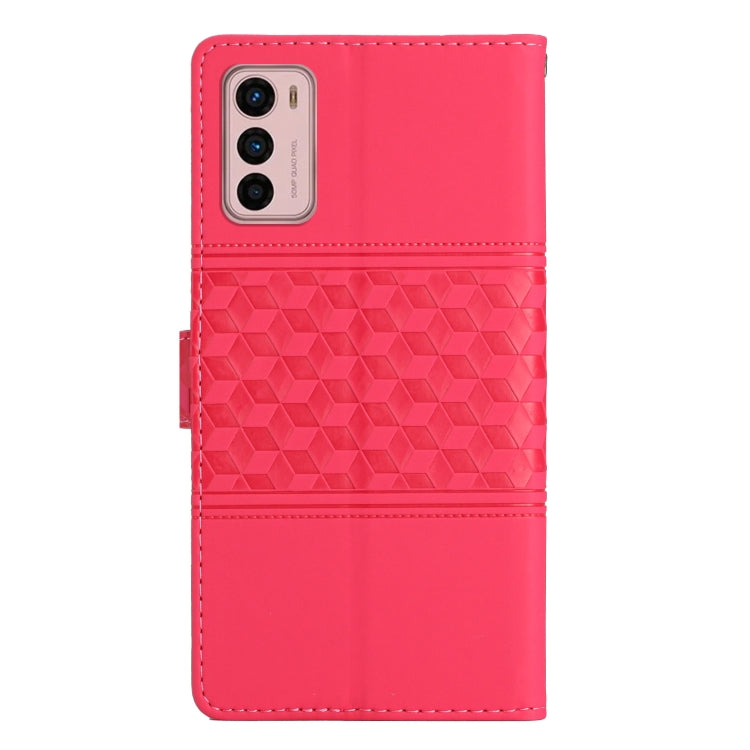 For Motorola Moto G42 Diamond Embossed Skin Feel Leather Phone Case with Lanyard
