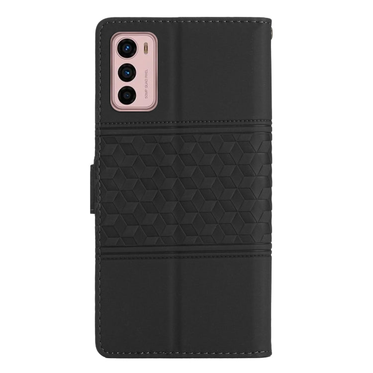 For Motorola Moto G42 Diamond Embossed Skin Feel Leather Phone Case with Lanyard