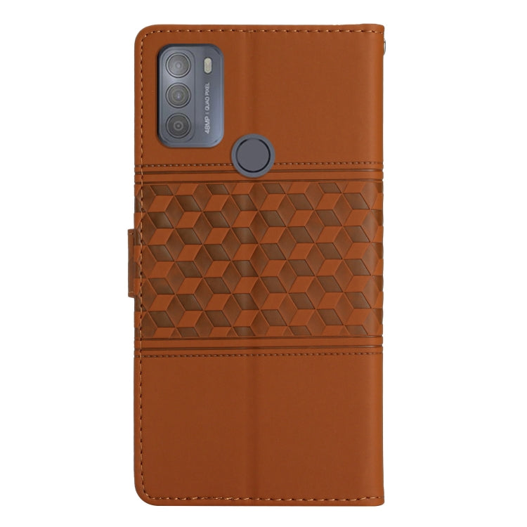 For Motorola Moto G50 Diamond Embossed Skin Feel Leather Phone Case with Lanyard