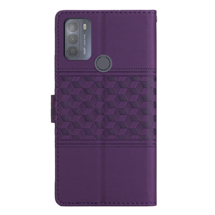 For Motorola Moto G50 Diamond Embossed Skin Feel Leather Phone Case with Lanyard