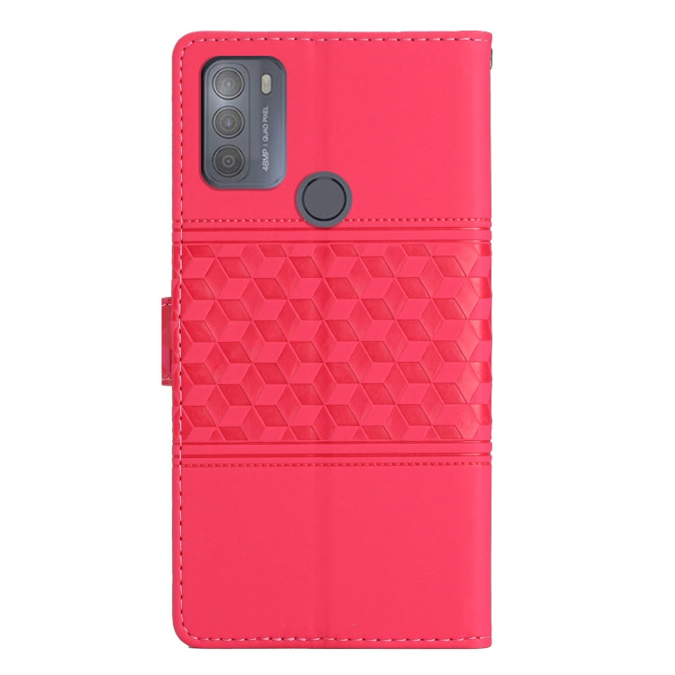 For Motorola Moto G50 Diamond Embossed Skin Feel Leather Phone Case with Lanyard