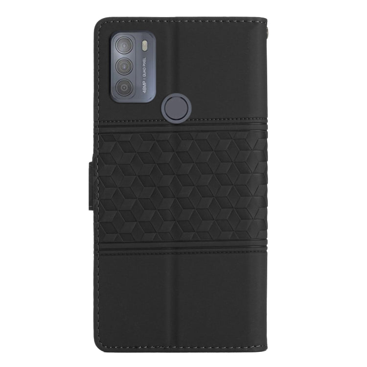 For Motorola Moto G50 Diamond Embossed Skin Feel Leather Phone Case with Lanyard