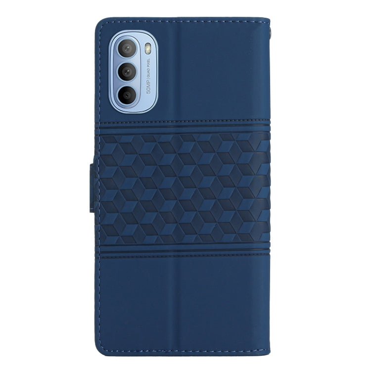 For Motorola Moto G62 Diamond Embossed Skin Feel Leather Phone Case with Lanyard