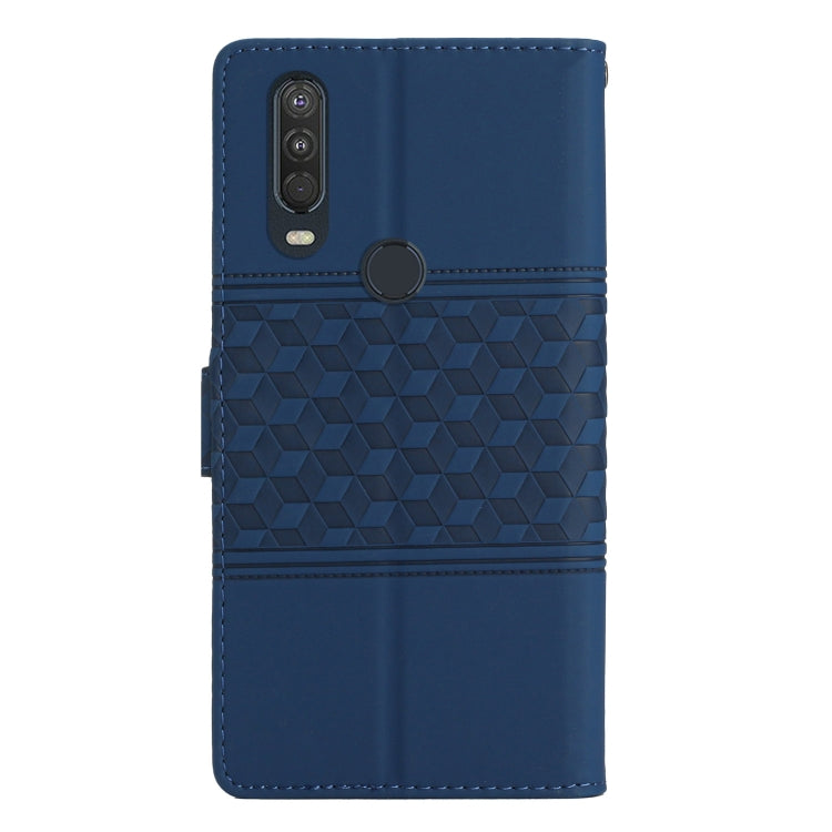 For Motorola Moto One Action Diamond Embossed Skin Feel Leather Phone Case with Lanyard