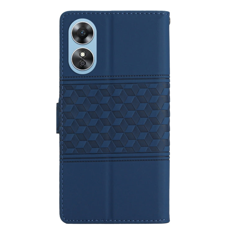 For OPPO A17 Diamond Embossed Skin Feel Leather Phone Case with Lanyard