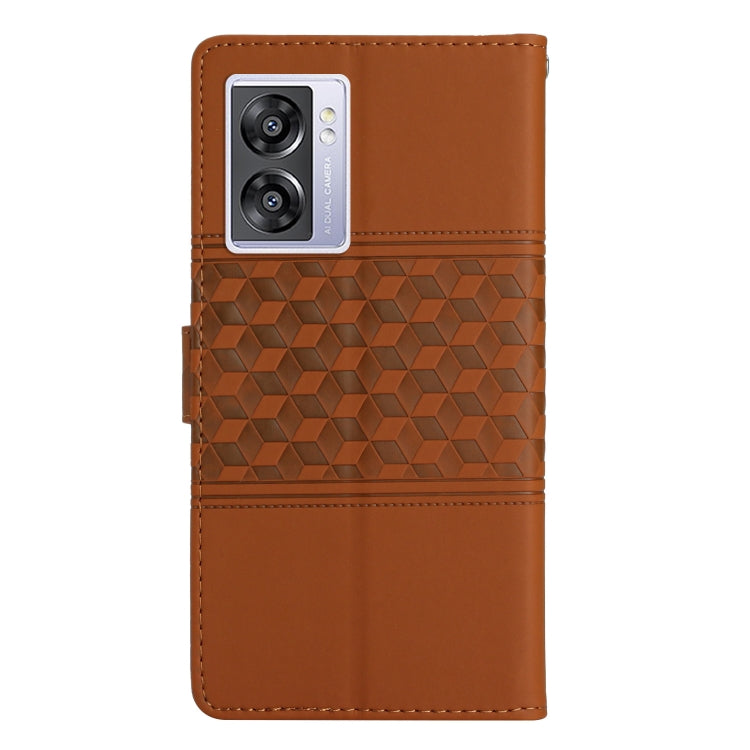 For OPPO A57 2022 Diamond Embossed Skin Feel Leather Phone Case with Lanyard