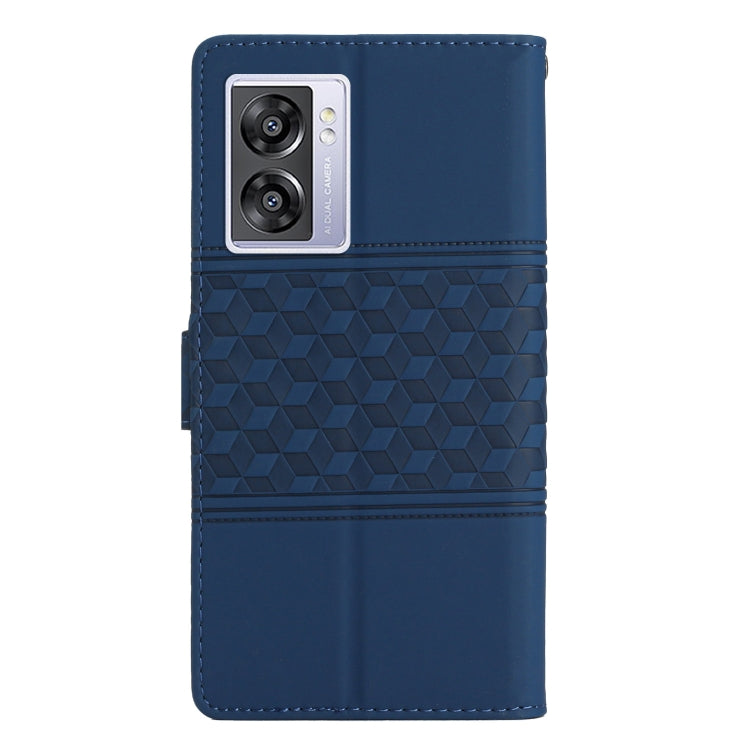 For OPPO A57 2022 Diamond Embossed Skin Feel Leather Phone Case with Lanyard