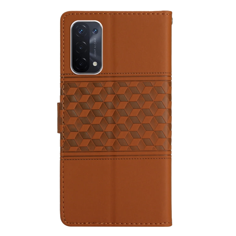 For OPPO A74 / A54 / A93 Diamond Embossed Skin Feel Leather Phone Case with Lanyard