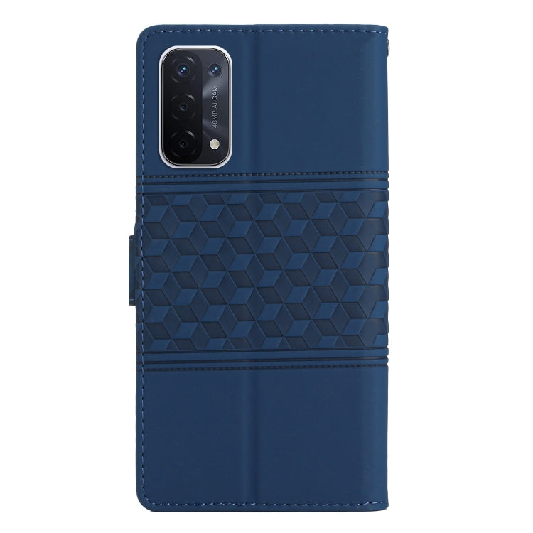 For OPPO A74 / A54 / A93 Diamond Embossed Skin Feel Leather Phone Case with Lanyard