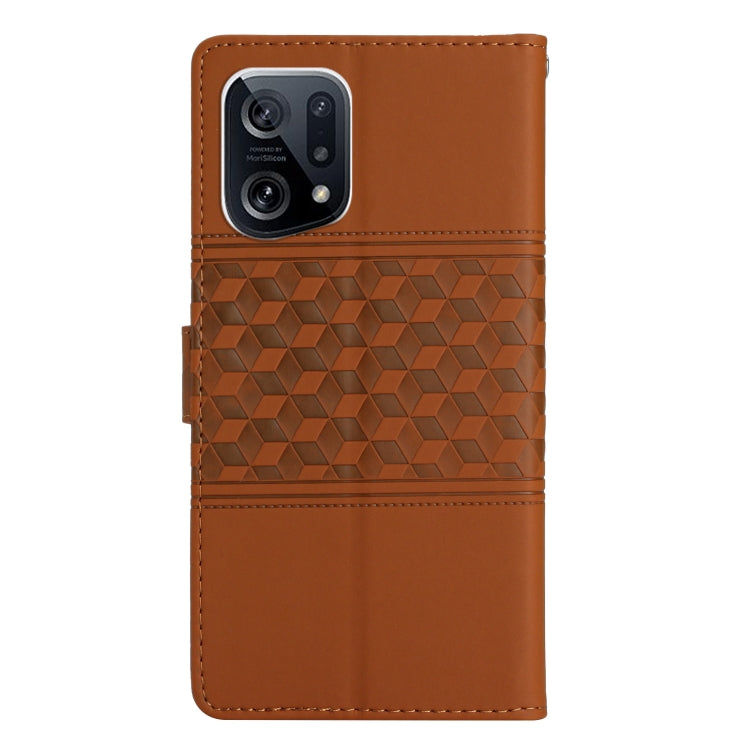 For OPPO Find X5 Diamond Embossed Skin Feel Leather Phone Case with Lanyard