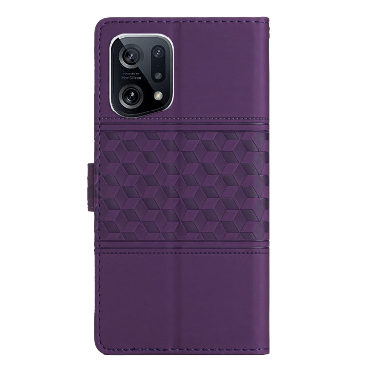 For OPPO Find X5 Diamond Embossed Skin Feel Leather Phone Case with Lanyard
