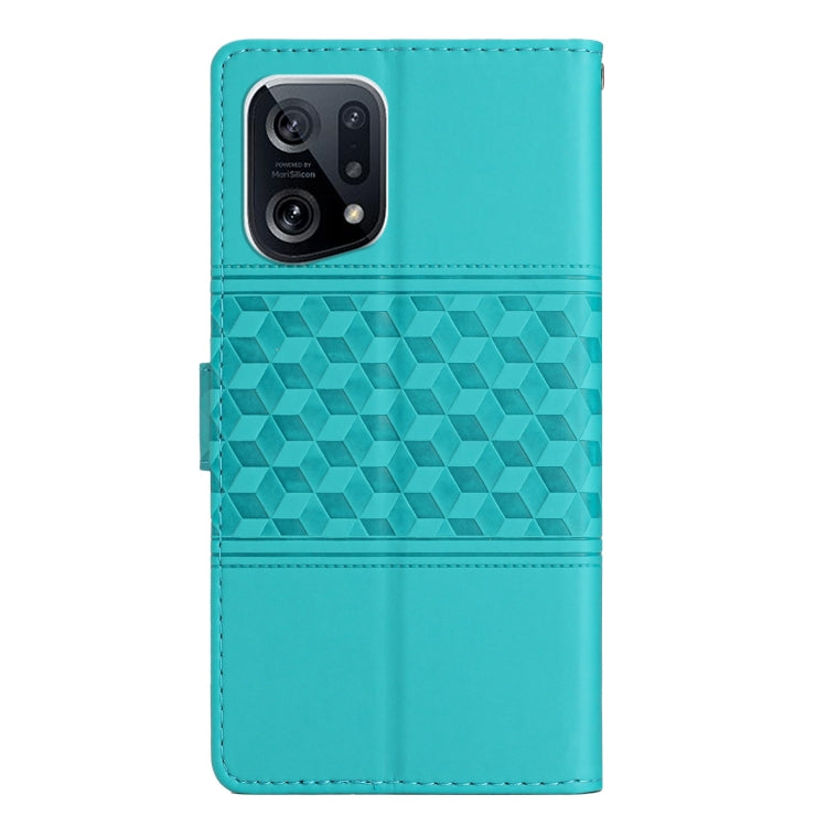 For OPPO Find X5 Diamond Embossed Skin Feel Leather Phone Case with Lanyard