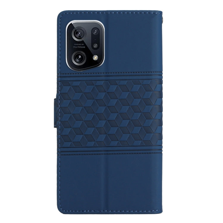 For OPPO Find X5 Diamond Embossed Skin Feel Leather Phone Case with Lanyard