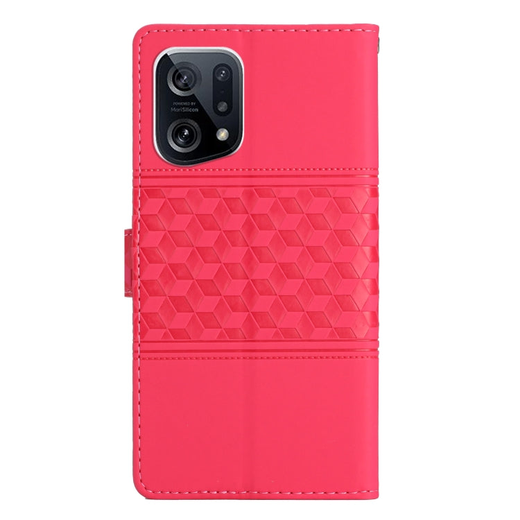 For OPPO Find X5 Diamond Embossed Skin Feel Leather Phone Case with Lanyard