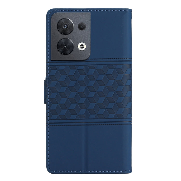 For OPPO Reno8 5G Diamond Embossed Skin Feel Leather Phone Case with Lanyard