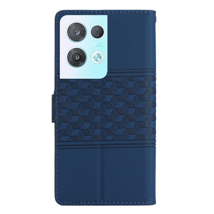 For OPPO Reno8 Pro 5G Diamond Embossed Skin Feel Leather Phone Case with Lanyard