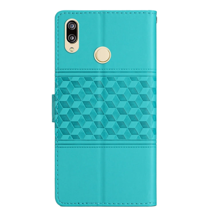 For Honor 10 Lite Diamond Embossed Skin Feel Leather Phone Case with Lanyard