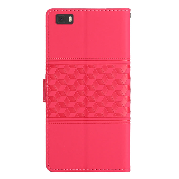 For Huawei P8 Lite Diamond Embossed Skin Feel Leather Phone Case with Lanyard