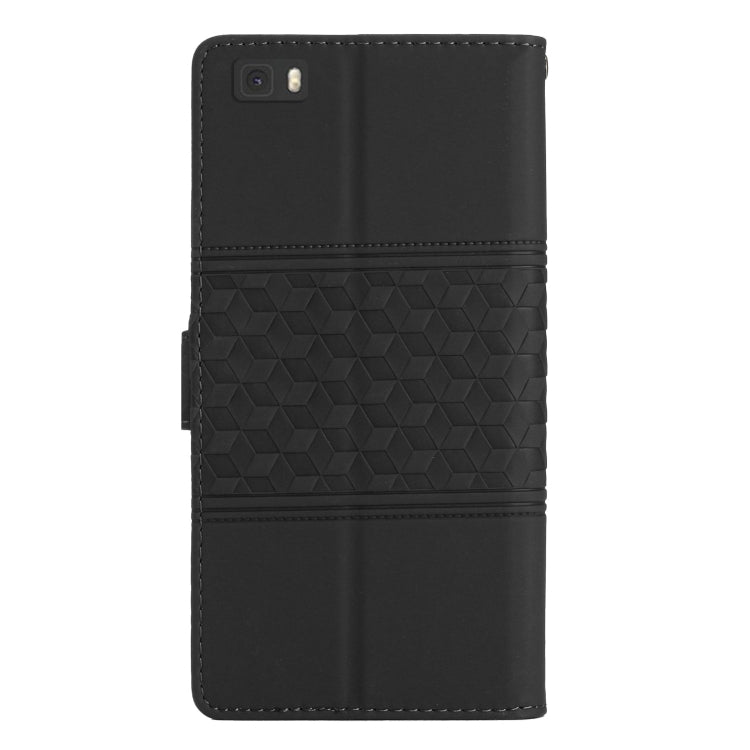 For Huawei P8 Lite Diamond Embossed Skin Feel Leather Phone Case with Lanyard