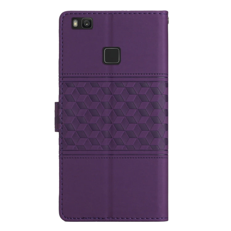 For Huawei P9 Lite Diamond Embossed Skin Feel Leather Phone Case with Lanyard