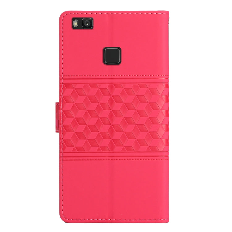 For Huawei P9 Lite Diamond Embossed Skin Feel Leather Phone Case with Lanyard