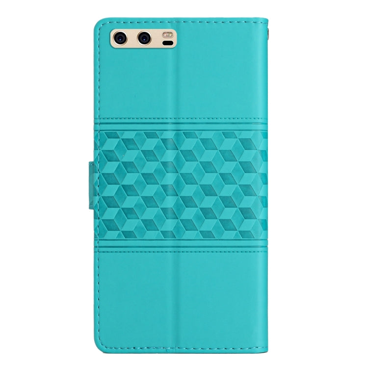 For Huawei P10 Plus Diamond Embossed Skin Feel Leather Phone Case with Lanyard